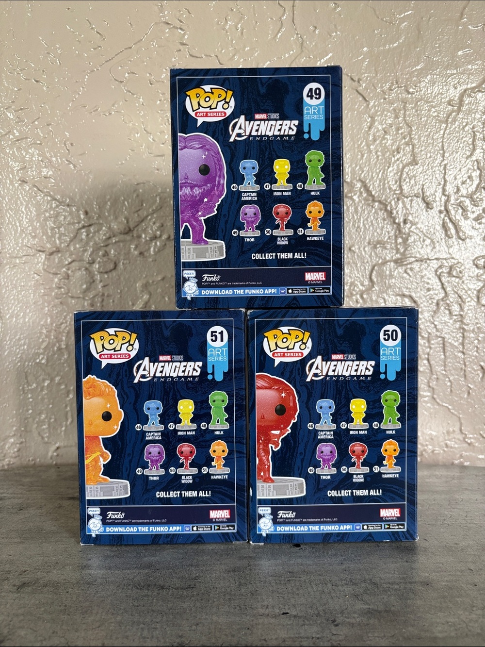 Funko Art Series Marvel Thor, Black Widow & Hawkeye - Purple, Red, Orange Trio - Picture 2 of 2